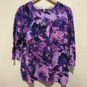 NWT - Isaac Mizrahi Live Purple All Over Floral 1X